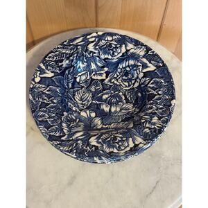 Vintage Churchill England Bermuda Blue Peony Ceramic Soup Bowls - Set of 4
